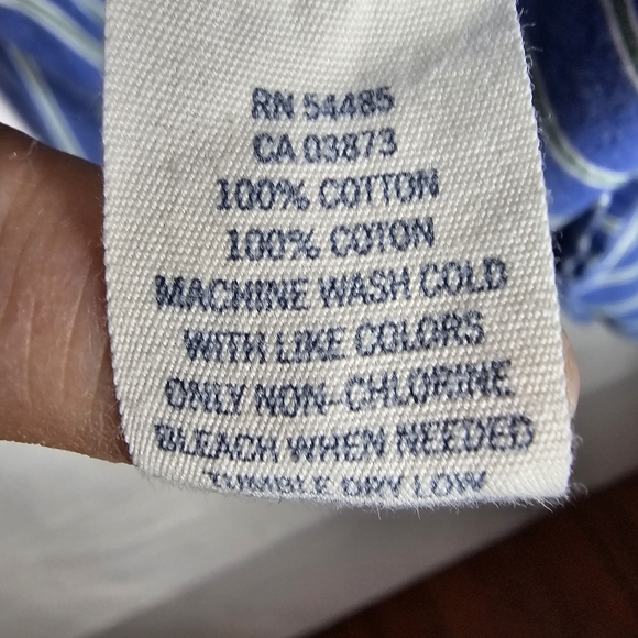 American Eagle Dress Shirt XL Blue/Green/White Striped Long Sleeve Button Up - Picture 10 of 14